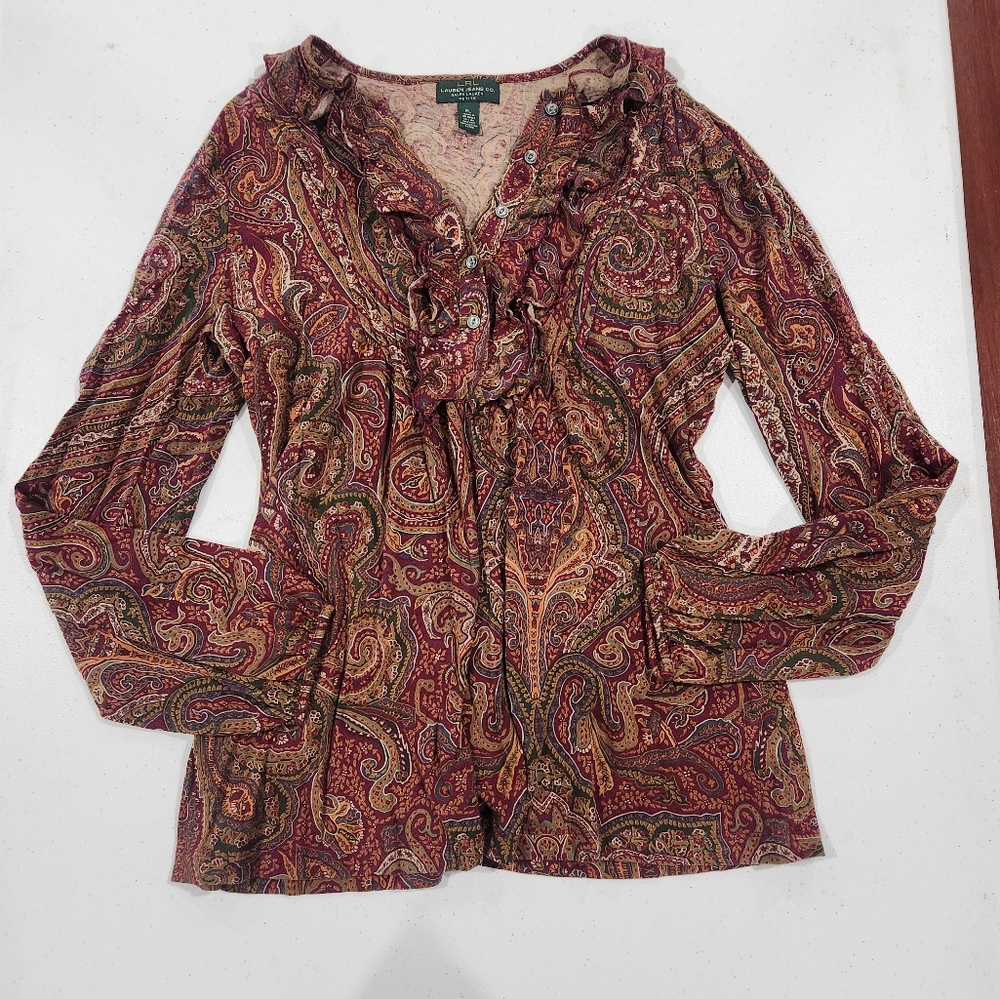 Lauren Ralph Lauren Multicolor Paisley Long Sleeve Blouse